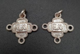A Parcel of Two Hallmarked Silver WW2 Pendants Dated 1939 & 1938. Made by Speciality Military