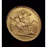 A 22K Gold 1913 George V Half Sovereign Coin.