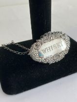 Vintage SILVER WHISKY DECANTER LABEL Fully hallmarked, have an having attractive Shell and Floral