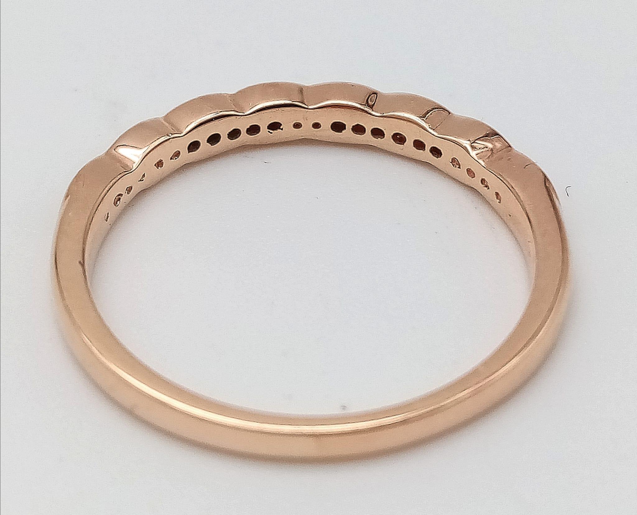 14K ROSE GOLD DIAMOND BAND RING 0.12CTW SIZE N WEIGHT: 2.1G - Image 3 of 4