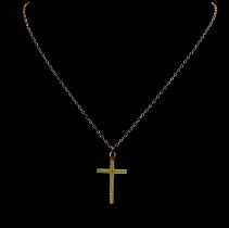 9k yellow gold patterned cross with matching 18"" belcher chain Weight: 2.9g