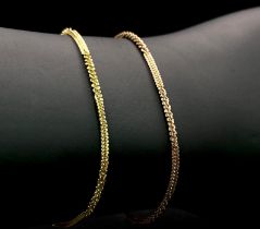 Two 925 Gilded Silver Bracelets - Rose and Yellow Gold colour.