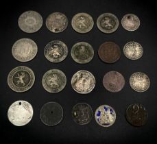 A Parcel of 20 Coins and Pendants from around the world. Dates are from 1817-1917. Mostly Pre-1900's