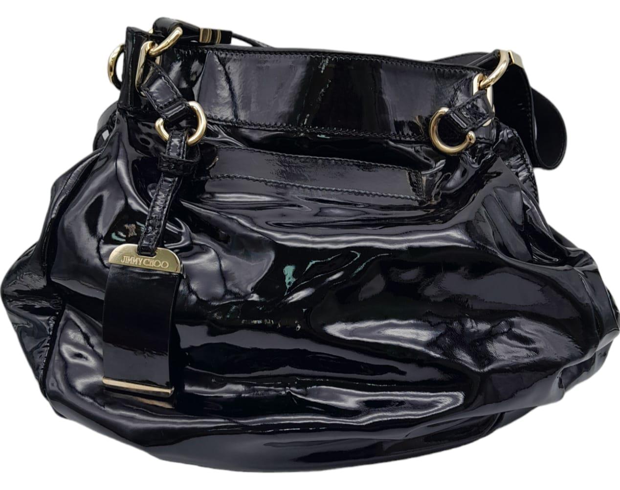 Jimmy Choo Black Patent Leather Handbag. Gorgeous feel to this handbag. Double strapped, with - Image 2 of 11