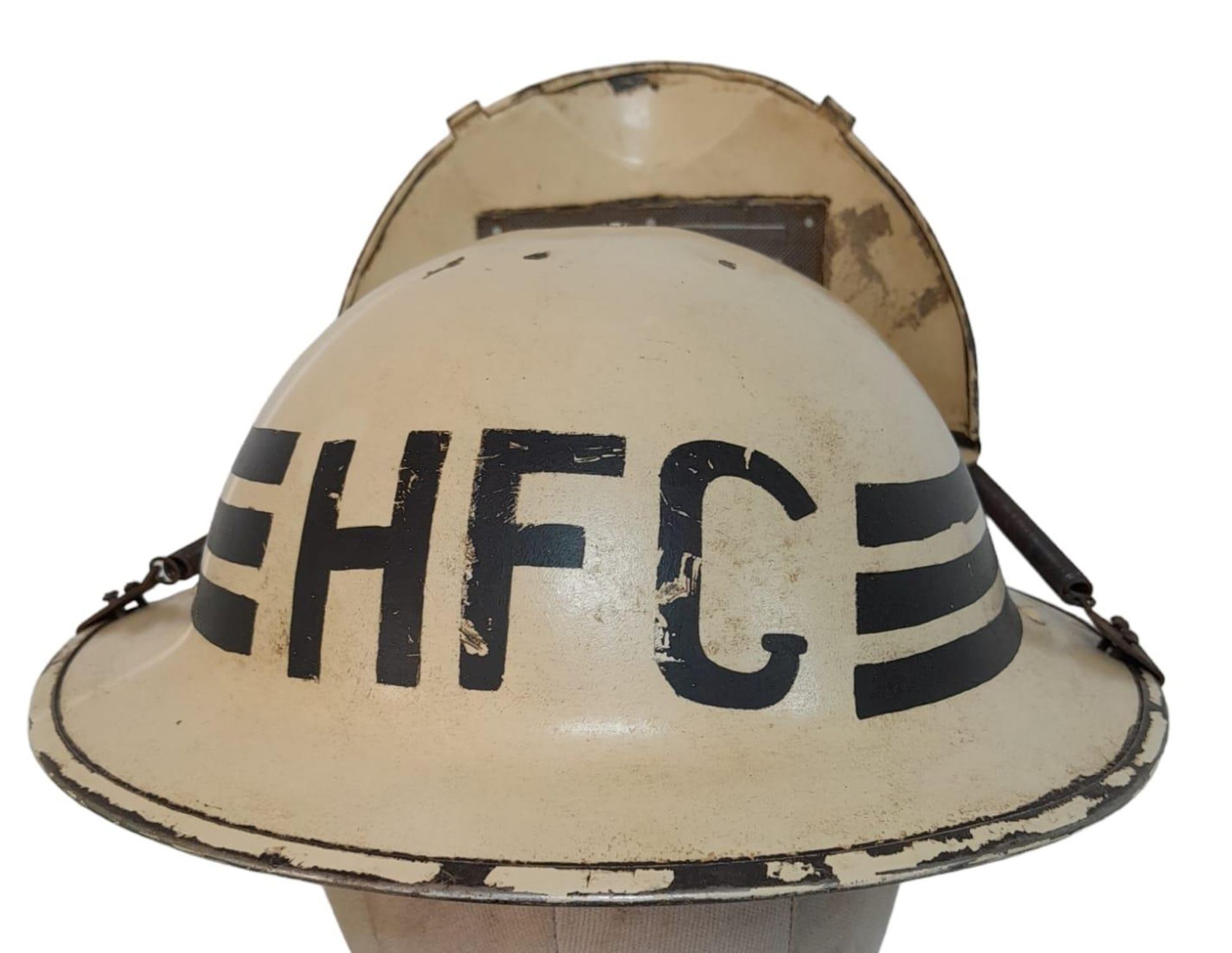 WW2 British Home Front Head Fire Guards Helmet with visor. Often used when dealing with German - Bild 4 aus 6