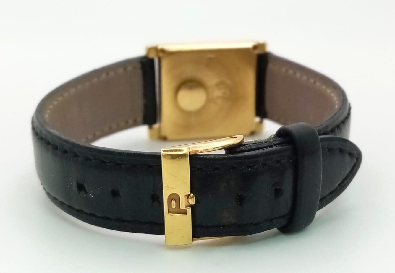 A Vintage 18k Gold Piaget Quartz Ladies Watch. Black leather strap with 18k gold buckle. 18k gold - Image 4 of 7