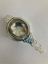 Vintage Art Deco SILVER TEA STRAINER and SOLID SILVER BOWL Having hallmark for S. Blackensee and