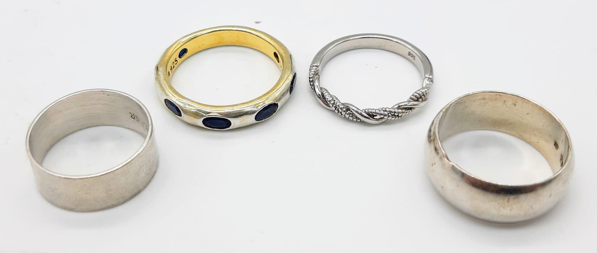 A Selection of Eight Different Styled 925 Silver Rings, Different Sizes. Please see photos for finer - Image 3 of 5