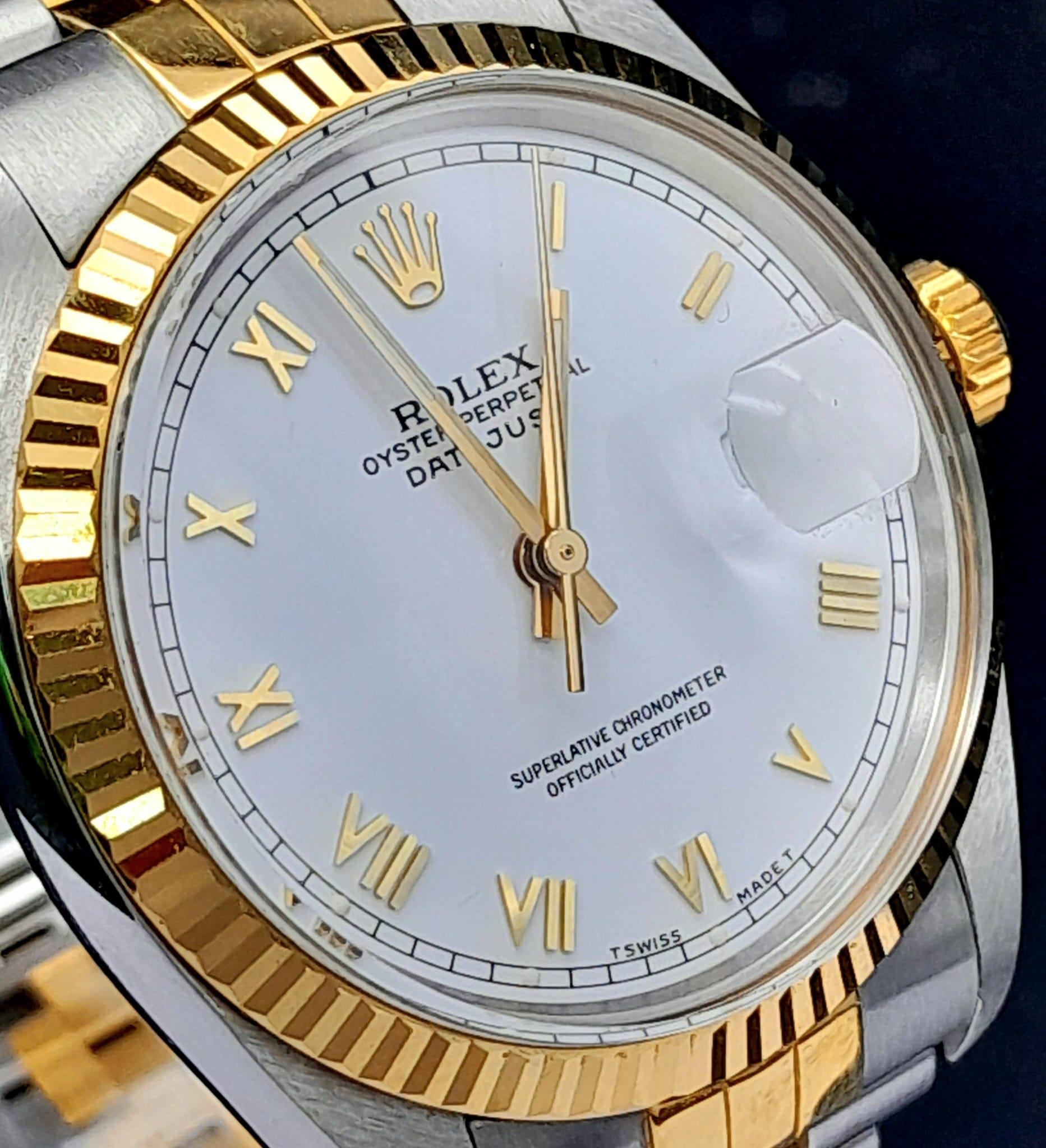 A Bi-Metal Rolex Oyster Perpetual Datejust Gents Watch. Gold and stainless steel bracelet and case - - Image 3 of 12