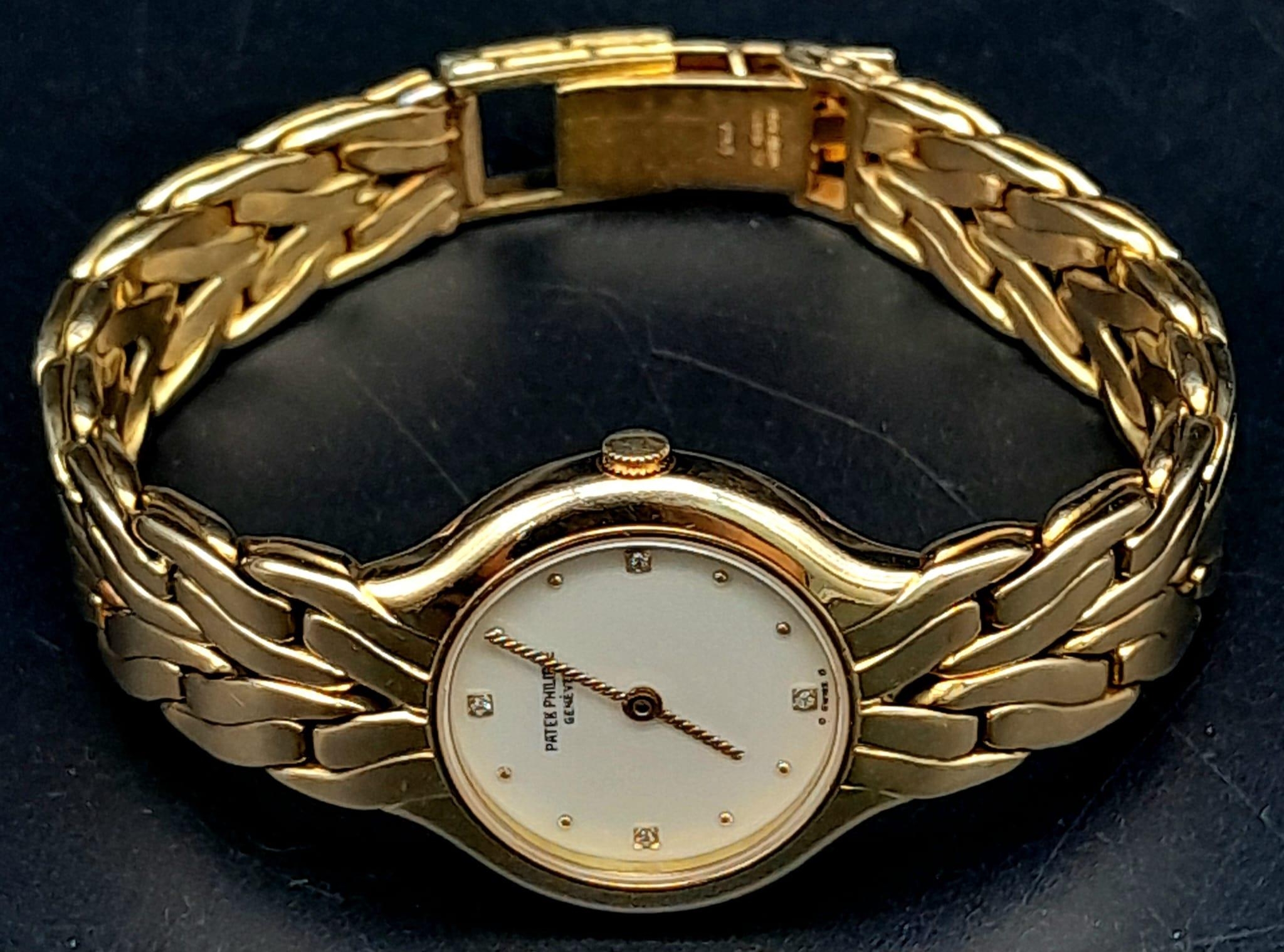 A Glorious 18K Yellow Gold Patek Philippe 'La Flamme' Ladies Watch. 18k gold bracelet and case - - Image 5 of 10