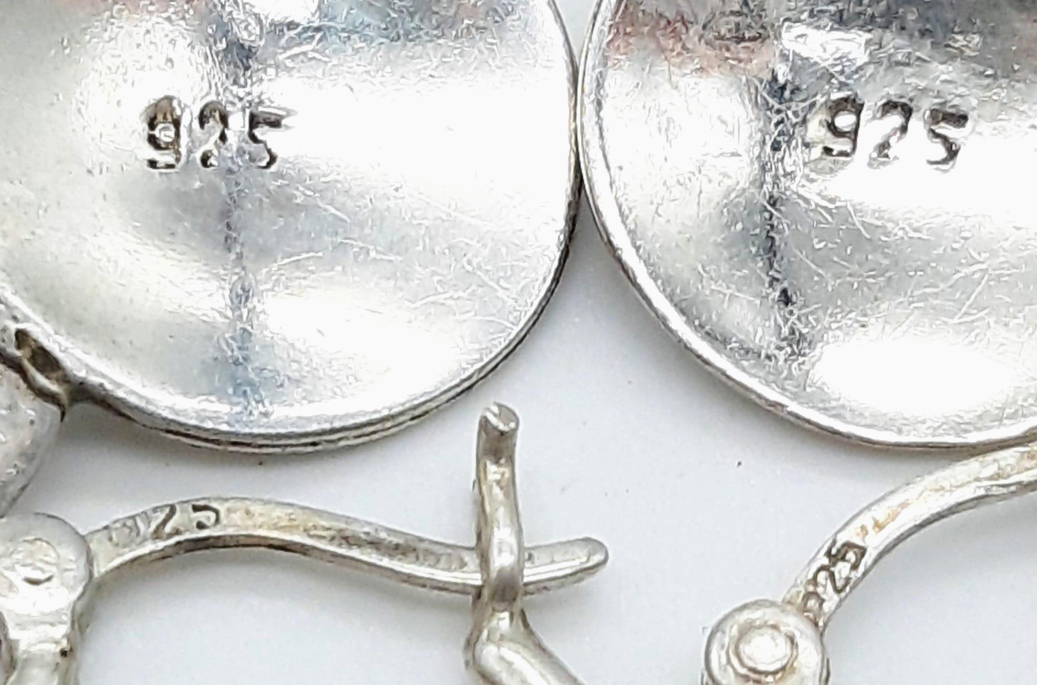 Four Pairs of 925 Silver Different Style Earrings. - Image 5 of 5