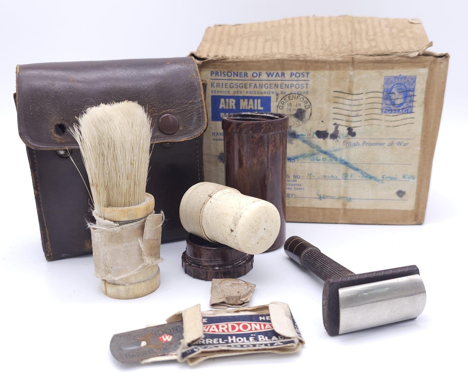 WW2 British Shaving Kit, sent to a Prisoner of War in German containing a hidden compass under the