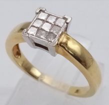AN 18K YELLOW GOLD DIAMOND RING. Size M, 0.27ctw, 3.9g total weight.