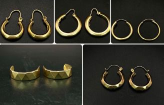 Six 9K yellow gold pairs of hoop earrings (average diameter: 2 cm), total weight: 6.8 g.
