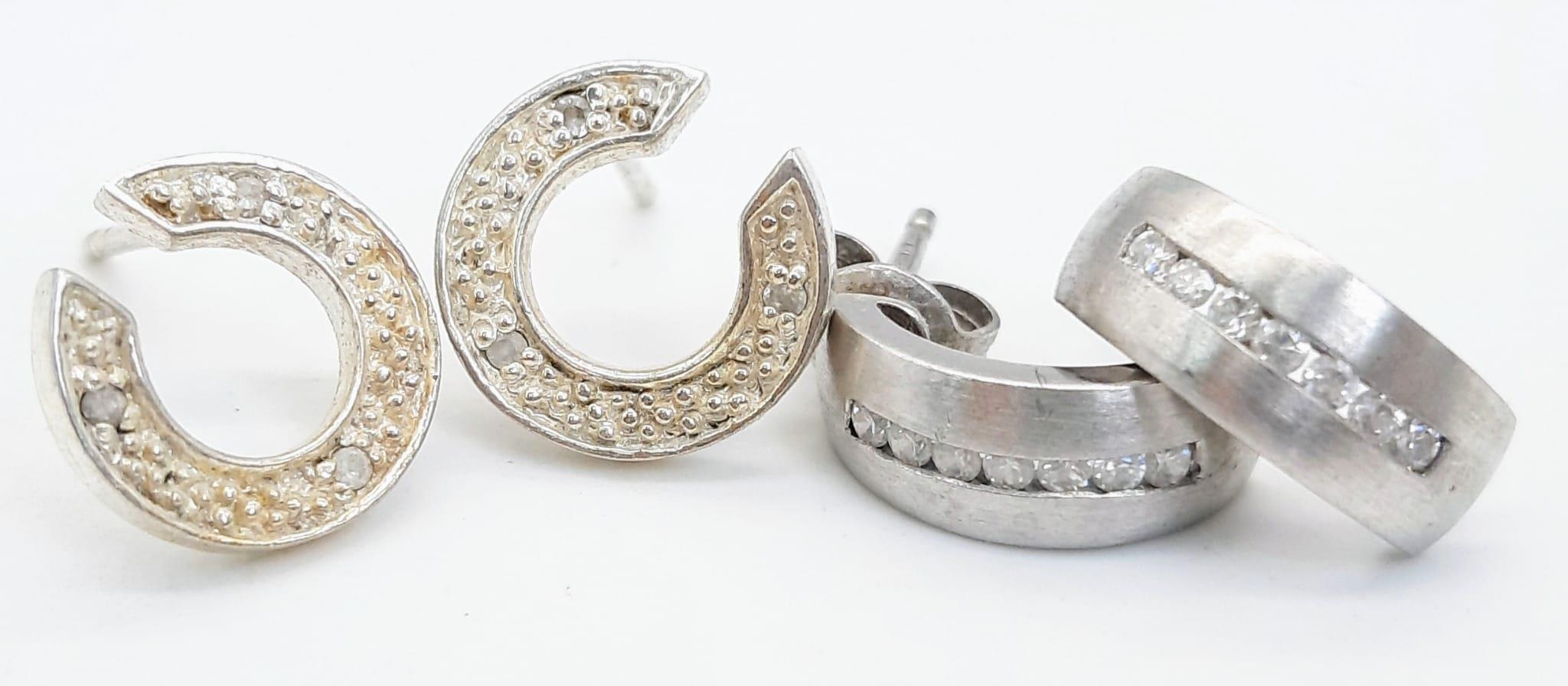 Four Pairs of 925 Silver Different Style Earrings. - Image 2 of 5