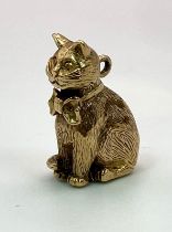 A Vintage 9K Yellow Gold Sitting Pussy Pendant/Charm. 20mm. 5.62g weight.