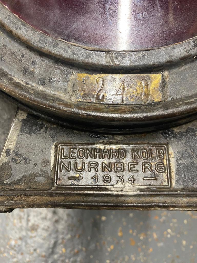 A 1934 German Railway Lantern - Marks of Leonard Kolb Nurnberg. Original brass plate. - Image 2 of 5