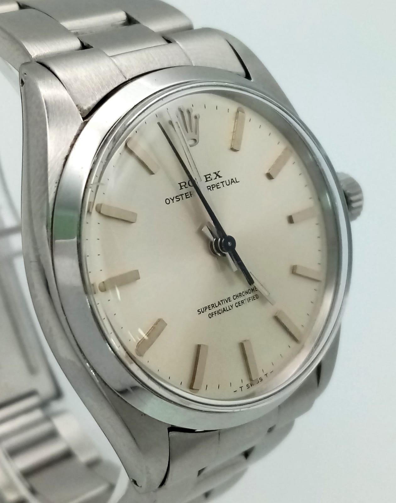 A Vintage Rolex Oyster Perpetual Gents Watch. Stainless steel bracelet and case - 34mm. Automatic - Image 3 of 9