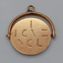 A 9K Yellow Gold Spinning 'I love You' Pendant or Charm. 18mm. 1.07g weight.