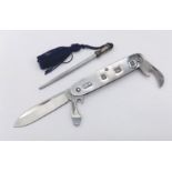 1998 Hallmarked Silver Cased, Utility/Pen Knife with Sharpening Rod. Knife Measures 9.5cm Long