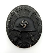 WW2 German 3rd Class Wound Badge in black representing Iron. For 1 -2 Wounds.