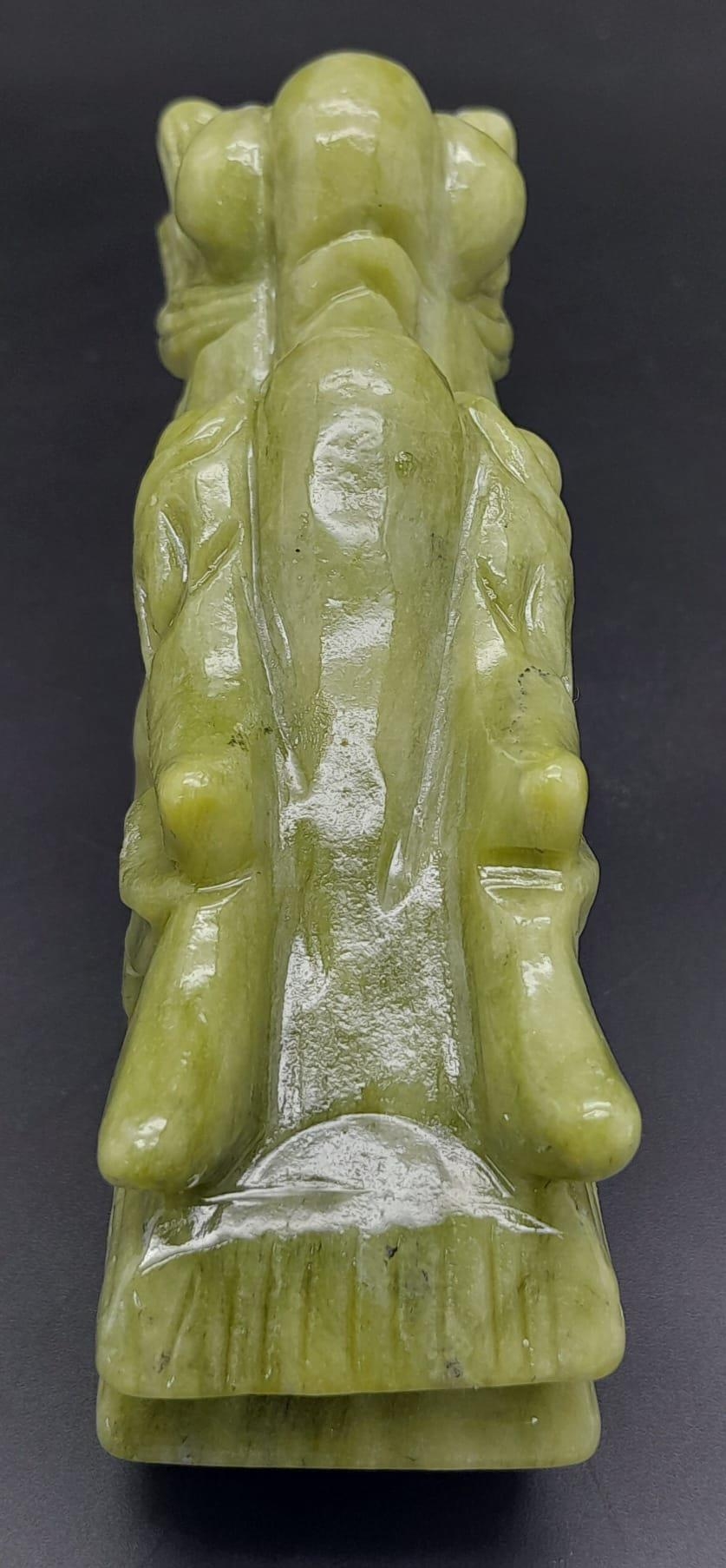 A Chinese Green Jade Dragon's Head Figure. The perfect ornament.... Or paperweight. 15cm x 8cm. 570g - Image 6 of 6