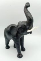 A Mid Century Liberty of London Black Leather Elephant Figure - 30cm x 34cm. Slight wear.