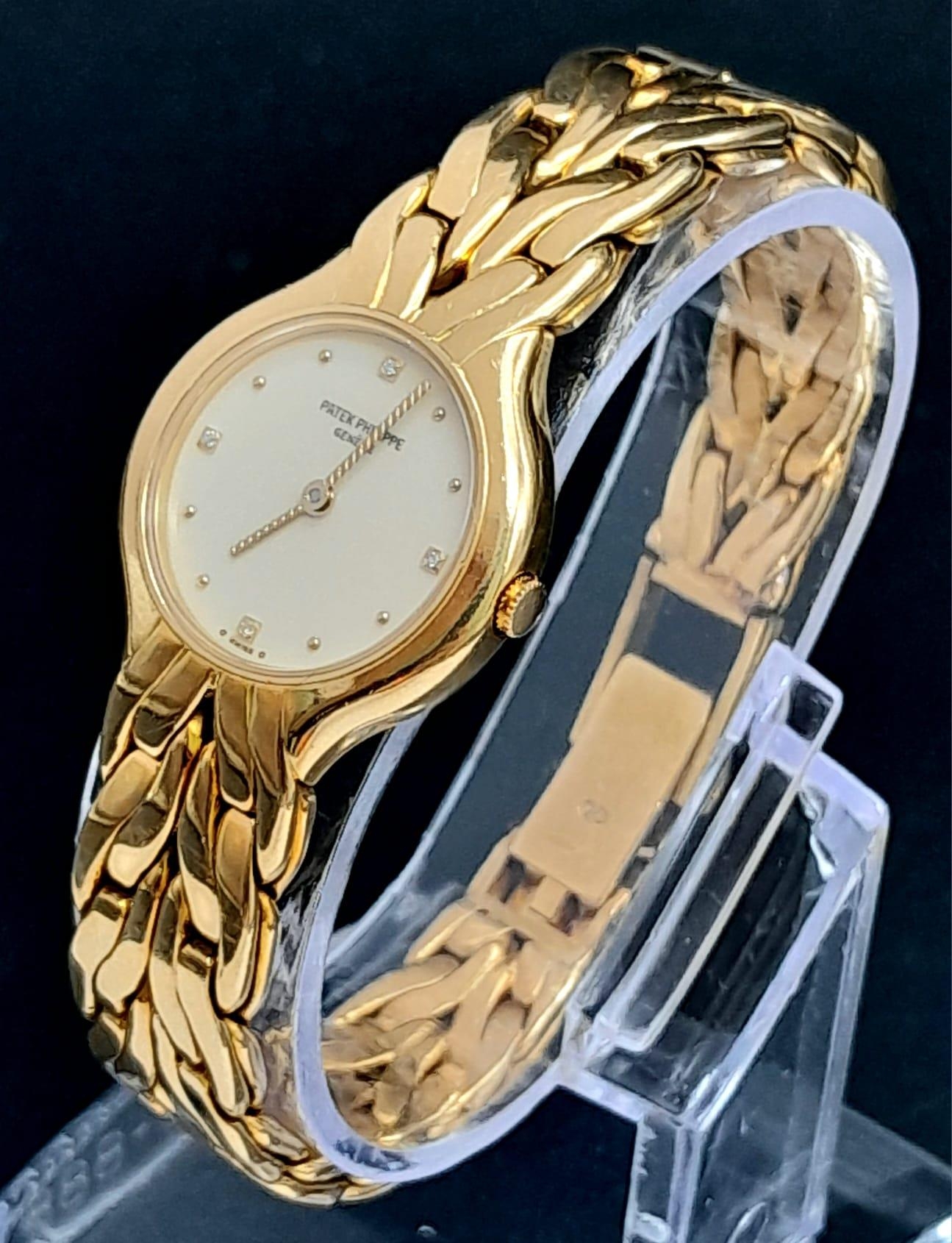 A Glorious 18K Yellow Gold Patek Philippe 'La Flamme' Ladies Watch. 18k gold bracelet and case - - Image 2 of 10