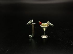 Two Sterling Silver Charm/Pendants. Featuring a Martini Glass and an initial 'J'. Weight: 4.1g