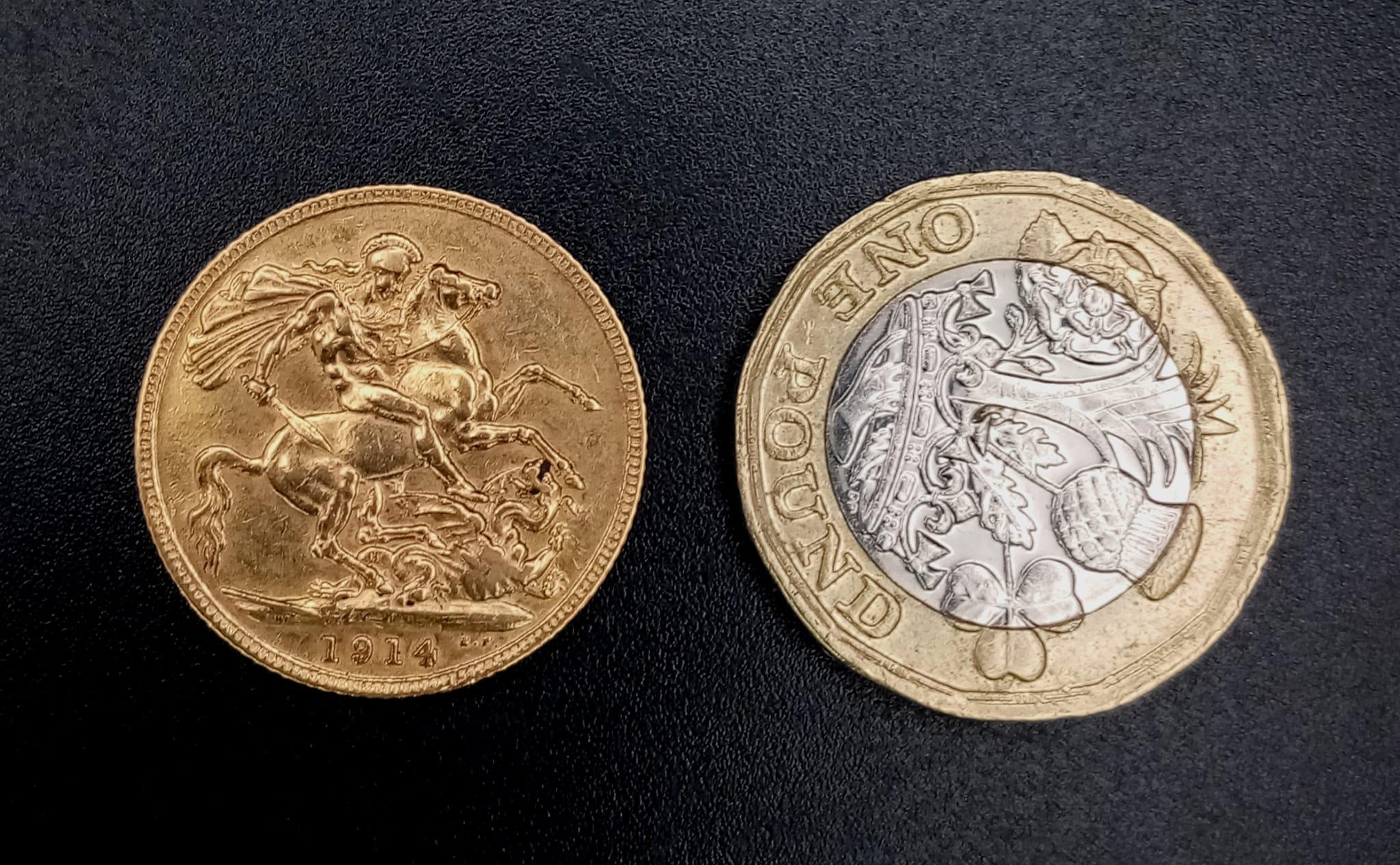 A 22 K gold, full sovereign, King George V. 1914, 8 g. - Image 3 of 3