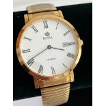 Gentlemans ROYAL LONDON WRISTWATCH 4465-DIC finished in Gold Tone. Quartz movement. Expandable