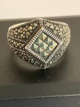 Stunning Vintage SILVER MARCASITE RING in Art Nouveau style. Complete with ring box. Size M.