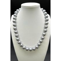 A Metallic Silver South Sea Pearl Shell Necklace. Large beads - 12mm. 44cm necklace length.