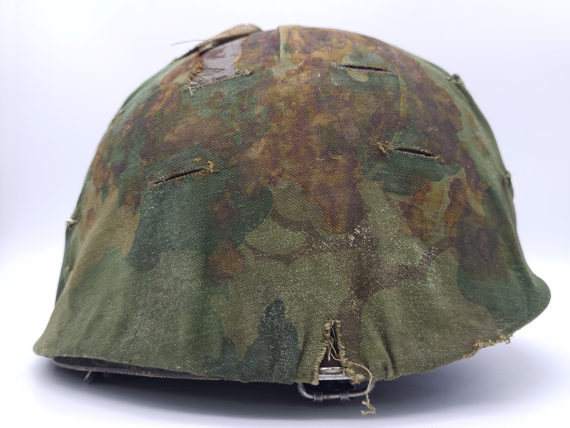 Vietnam War Era US M1 Helmet with Mitch pattern Cover and liner. Bought from a farmer in Da-Nang - Image 3 of 9