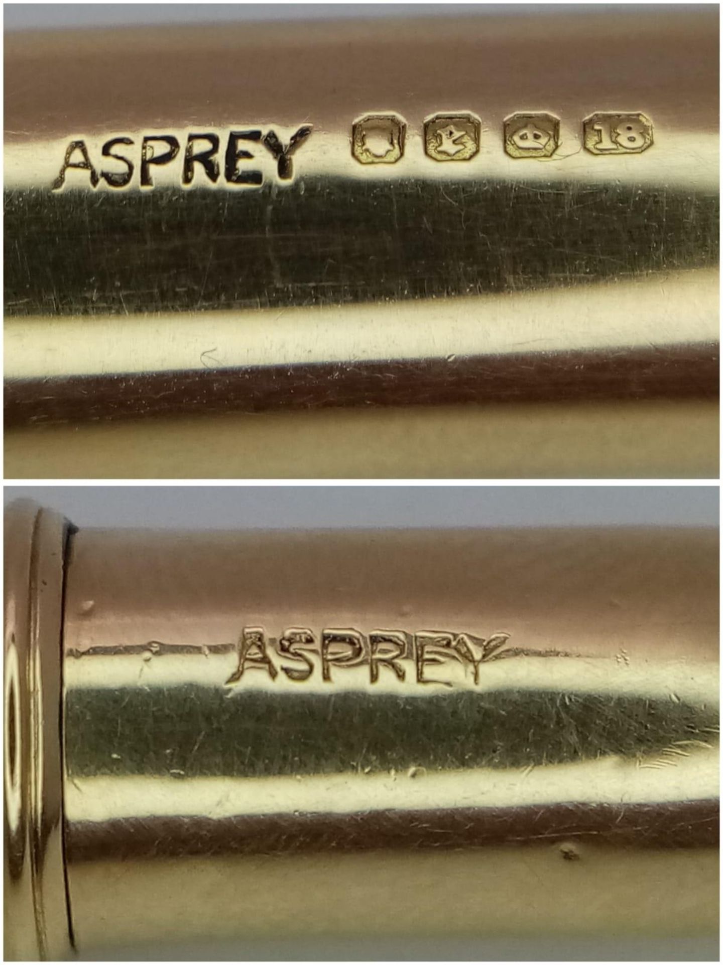 An Asprey of London 18K Yellow Gold Small Pen. Full UK hallmarks. 9cm. 22.7g total weight. No ink - Image 5 of 5