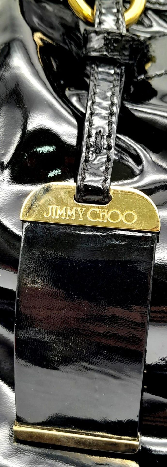 Jimmy Choo Black Patent Leather Handbag. Gorgeous feel to this handbag. Double strapped, with - Bild 10 aus 11