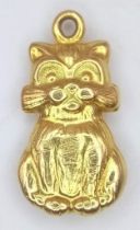 A 9K YELLOW GOLD PUSSSY CAT CHARM 0.9G