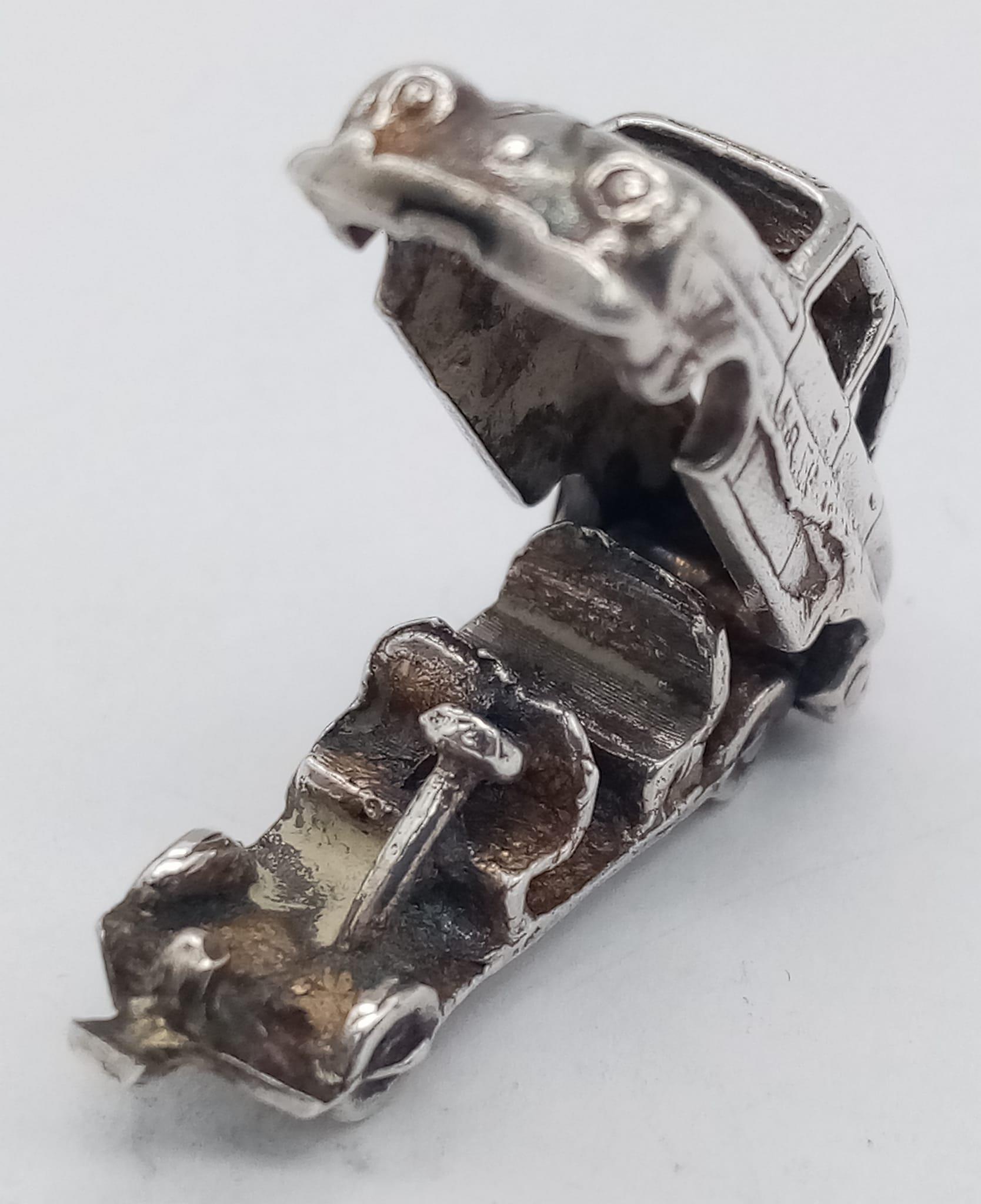 A Parcel of Six Vintage Silver and White Metals Charms. Including Opening Car, Marcasite Style Shoe, - Image 3 of 6