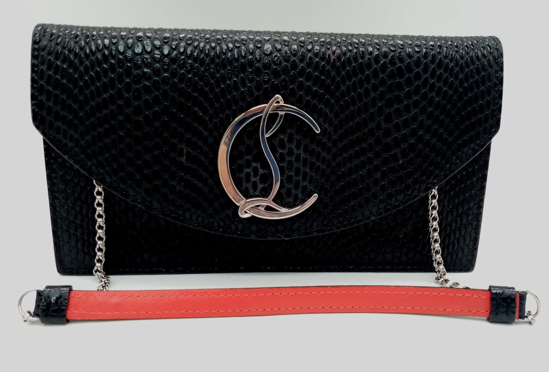 Black Loubi54 Snake Effect Leather Clutch Bag. With its sleek lines, the elegant Loubi54 clutch - Image 2 of 7