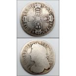 A 1685 James II Silver Shilling Coin. S3410. Please see photos for conditions.