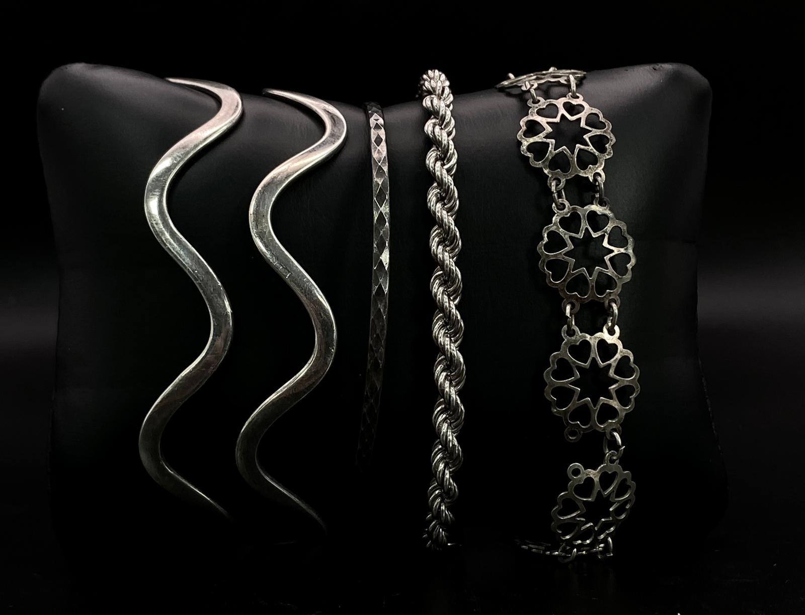 Four Different Style 925 Silver Bracelets. 35.4g total weight. - Image 2 of 5