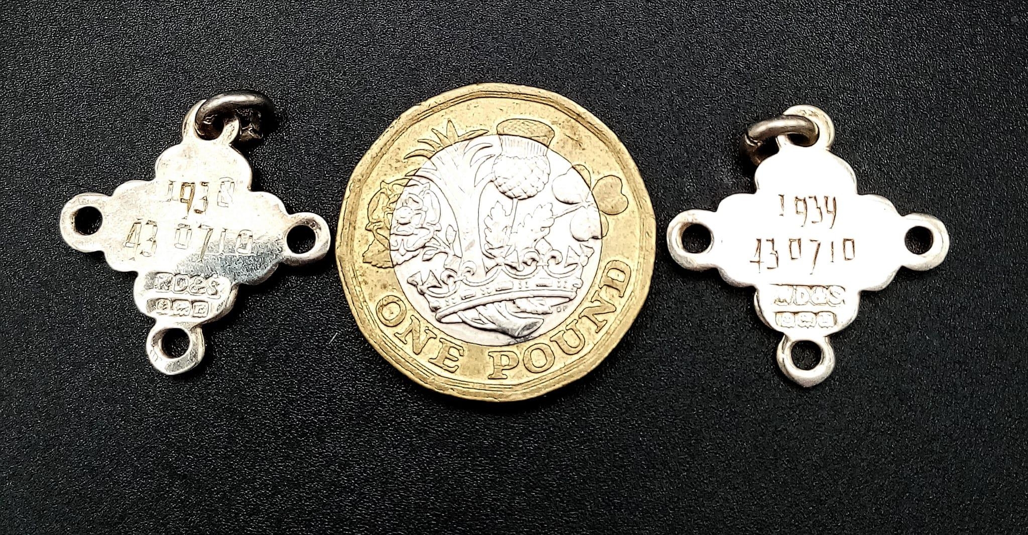 A Parcel of Two Hallmarked Silver WW2 Pendants Dated 1939 & 1938. Made by Speciality Military - Image 2 of 4