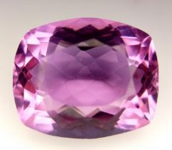 A 26ct Pink Rectangular Cut Kunzite Gemstone. Well faceted with no visible marks or inclusions.