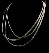 A Stylish Vintage 800 Silver Three Row Choker Necklace. 51g weight.