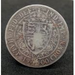 A Fine Condition 1900 Queen Victoria Half Crown Coin.