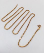 A 9K Yellow Gold Small Square Link Necklace. 59cm length. 8.54g weight.