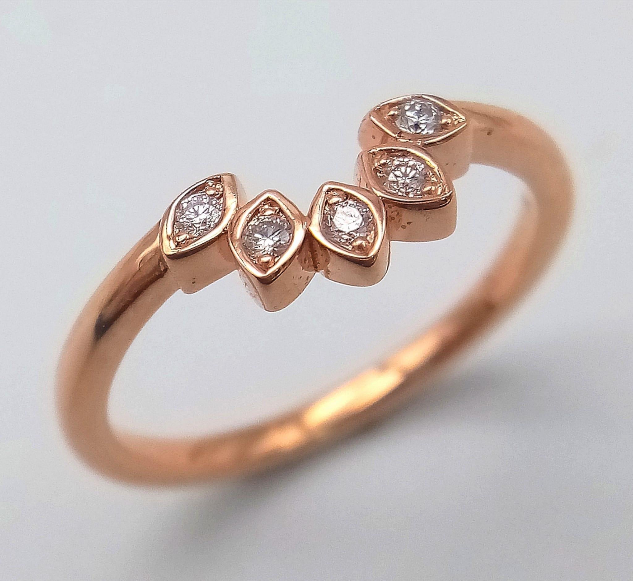 18K ROSE GOLD DIAMOND SET RING SIZE L WEIGHT: 2.5G