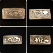Four Vintage Franklin Mint Sterling Silver Ingots - 3 x 1000 grain and 1 x 500. Christmas decoration