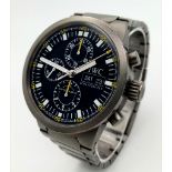 An IWC GST Automatic Chronograph Gents Watch. Titanium bracelet and case - 43mm. Black dial with