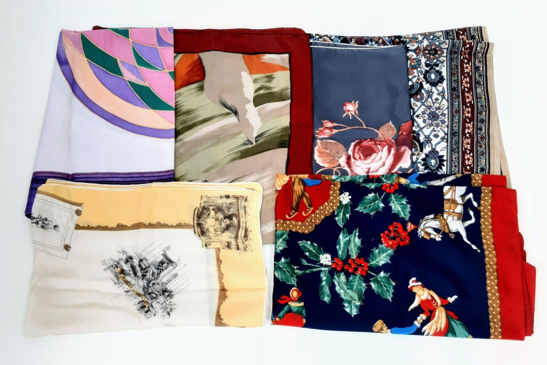 Six Silk Scarves - Different colours and designers.